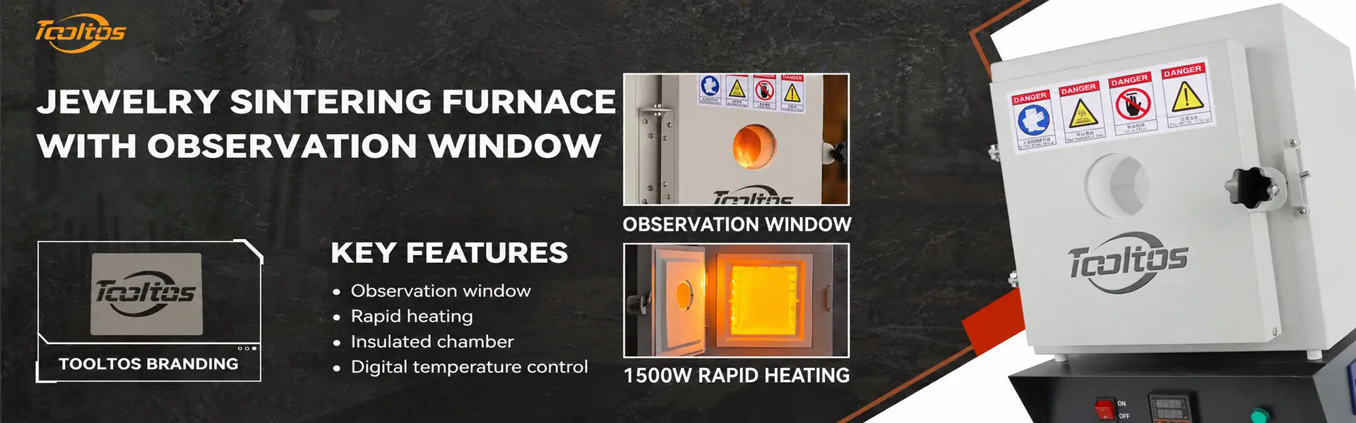 Tooltos jewelry sintering furnace with observation window and rapid heating chamber